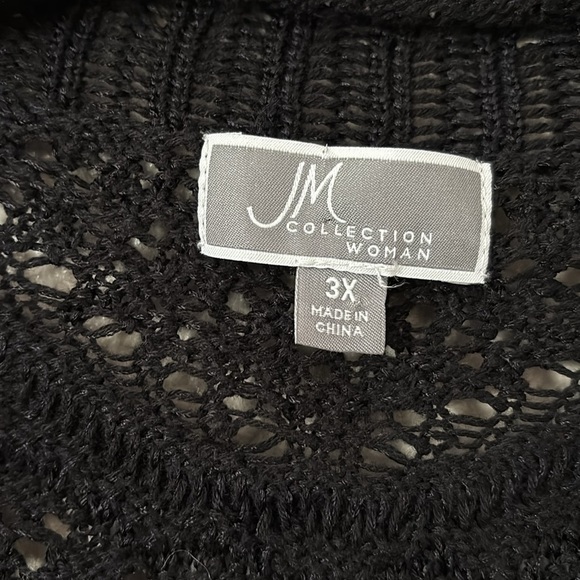 Women’s Plus Size JM Collection Knit Open Cardigan, Black - Picture 3 of 4